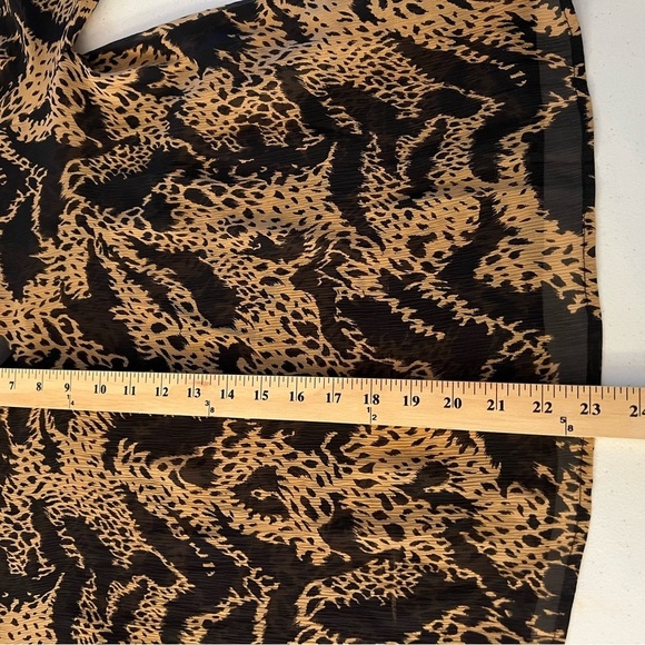 Paige Black Label Womens 100% Silk Cheetah Print Blouse Sheer Black Tan Size S - Picture 12 of 12